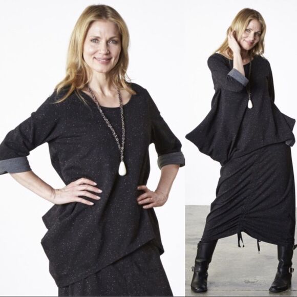 BRYN WALKER Deca Shirt Tunic - Size Small (oversized) Lagenlook Asymmetrical Hem - Picture 2 of 16